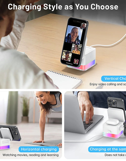 Load image into Gallery viewer, Wireless Charging Station, 3 in 1 Wireless Charger Stand for Multiple Iphone Devices, Wireless Charger for Iphone 16/15/14/13/12/Pro/Pro Max, Iwatch 10/SE/9/8/7/6/5/4/3/2, Airpods 2/3, White
