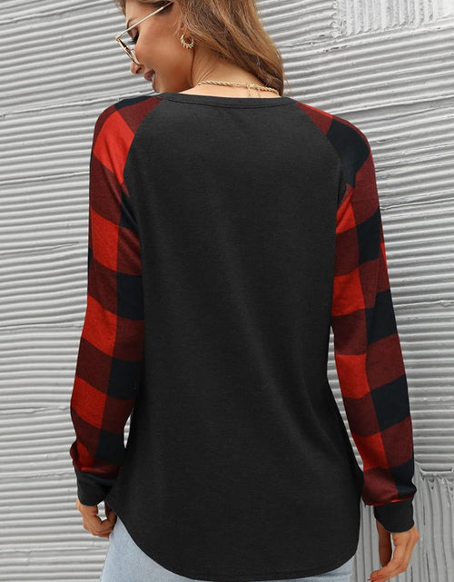 Load image into Gallery viewer, Womens Long Sleeve Shirts Crew Neck Pullover Sweatshirt Pattern Raglan Casual Tunic Tops
