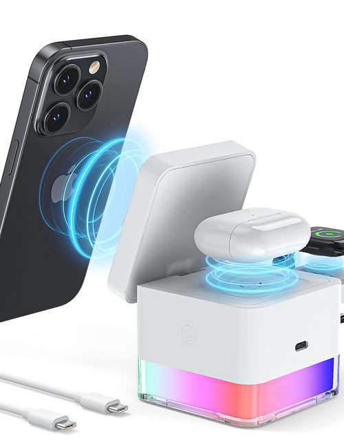 Load image into Gallery viewer, Wireless Charging Station, 3 in 1 Wireless Charger Stand for Multiple Iphone Devices, Wireless Charger for Iphone 16/15/14/13/12/Pro/Pro Max, Iwatch 10/SE/9/8/7/6/5/4/3/2, Airpods 2/3, White
