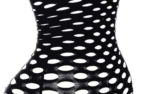 Sexy Womens Strapless Fishnet Lingerie Sleepwear Mini Dress Tube Chemise Bodysuit One Size