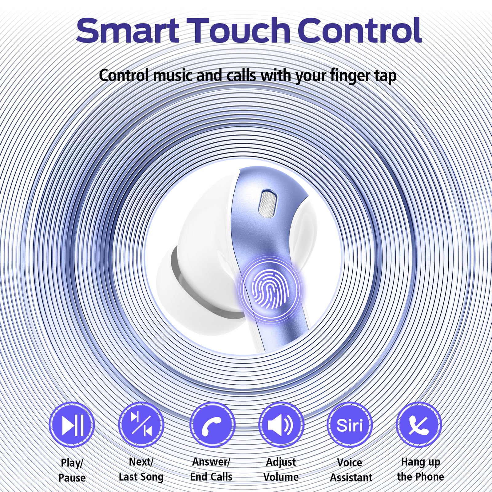 VEATOOL Bluetooth Headphones True Wireless Earbuds 65H Playback Power Display Earphones with Wireless Charging Case IPX7 Waterproof In-Ear Earbuds with Mic for TV Smart Phone Computer Laptop