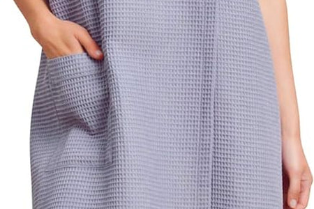 Soft, Lightweight, Comfortable and Adjustable Closure, Quick Dry Waffle Spa/Bath Wraps with Pocket for Women