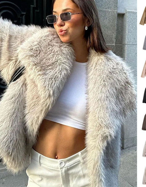 Load image into Gallery viewer, Winter Plush Coat Fashion Thicken Lapel Outwear Casual Long Sleeve Tops Womens Clothing
