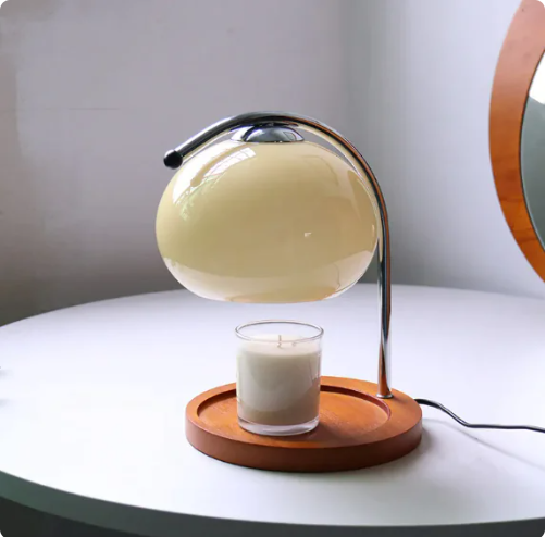 Aromatherapy Glass Table Lamp with Candle Warmer