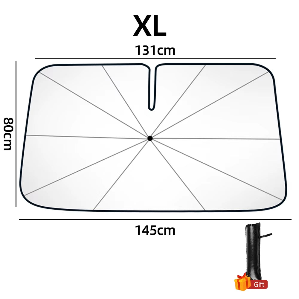 SunShield 360 – Rotatable Umbrella-Style Car Windshield Sunshade with UV & Heat Protection
