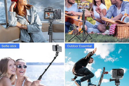 Innotech 62" Phone Tripod & Selfie Stick, Extendable Cell Phone Tripod Stand with Wireless Remote and Phone Holder, Compatible with Iphone Android Phone, Camera