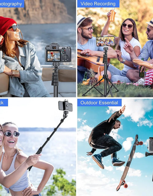 Load image into Gallery viewer, Innotech 62" Phone Tripod &amp; Selfie Stick, Extendable Cell Phone Tripod Stand with Wireless Remote and Phone Holder, Compatible with Iphone Android Phone, Camera
