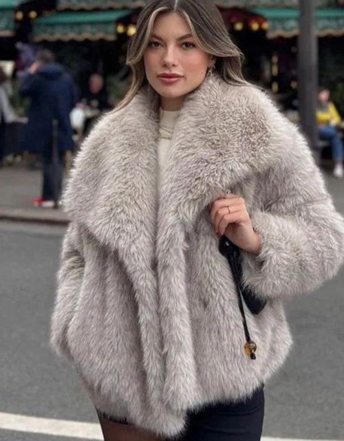 Load image into Gallery viewer, Winter Plush Coat Fashion Thicken Lapel Outwear Casual Long Sleeve Tops Womens Clothing
