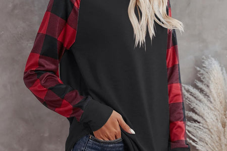 Womens Long Sleeve Shirts Crew Neck Pullover Sweatshirt Pattern Raglan Casual Tunic Tops