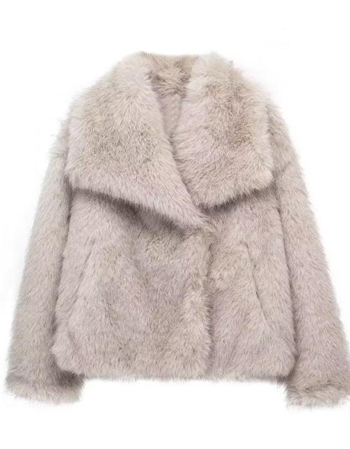 Load image into Gallery viewer, Winter Plush Coat Fashion Thicken Lapel Outwear Casual Long Sleeve Tops Womens Clothing
